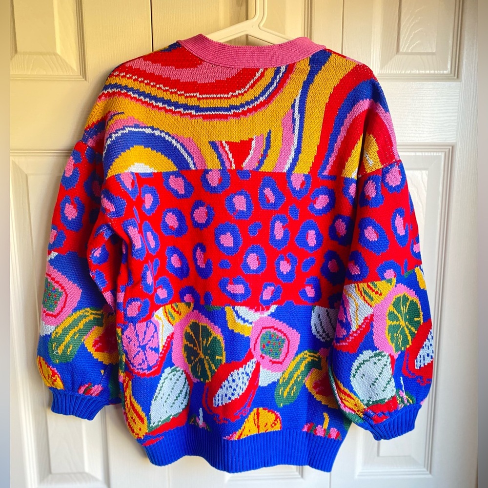 FARM Rio Multicolor Patchwork Knit Cardigan - Red, Blue, Pink, Yellow, Green - Picture 9 of 13